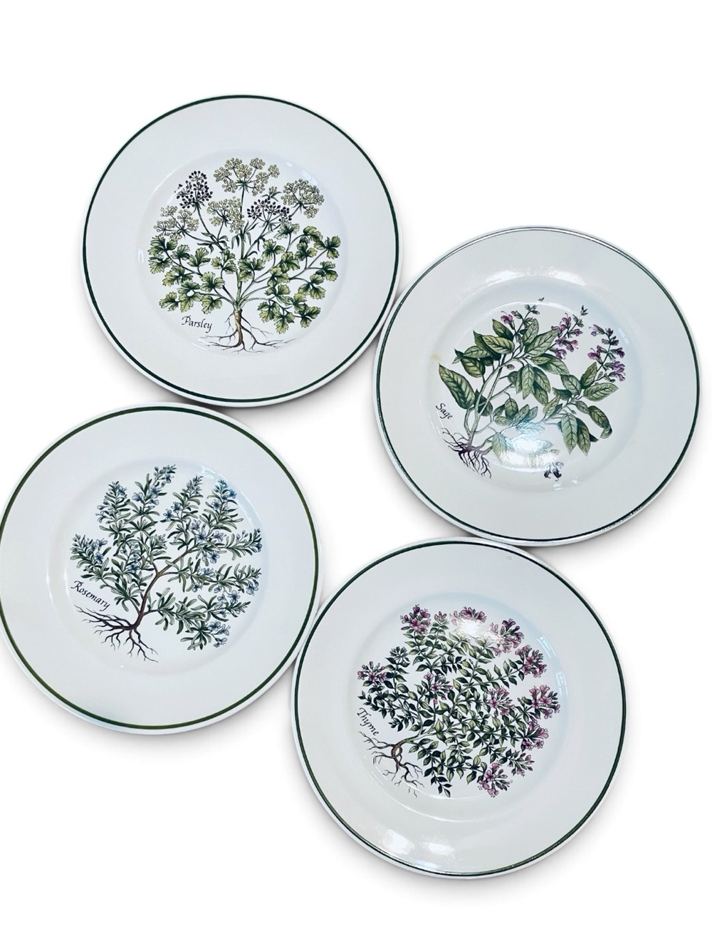 Tiffany & Co. herb salad plates, complete set of 4, rare and collectible